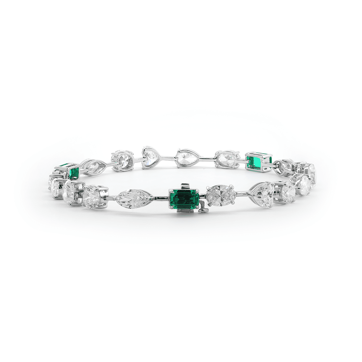10 CT TW Lab Diamond & Lab Emerald Tennis Bracelet with Six Shapes - FIORESE JEWELRY