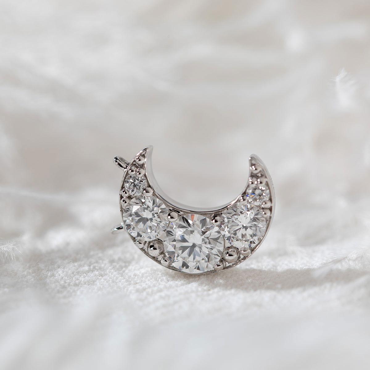 14K Gold Round Brilliant Cut Lab Diamond Five - Stone Moon Pendant Necklace – Bezel Set Diamond Necklace for Men & Women - FIORESE JEWELRY