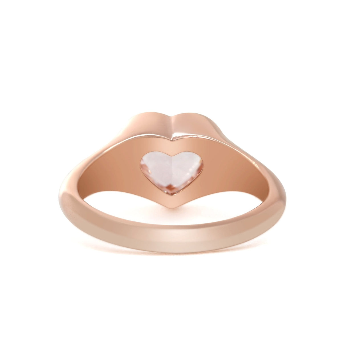 14K Rose Gold 1ct Heart Cut Pink Lab Diamond Bezel Solitaire Ring - FIORESE JEWELRY