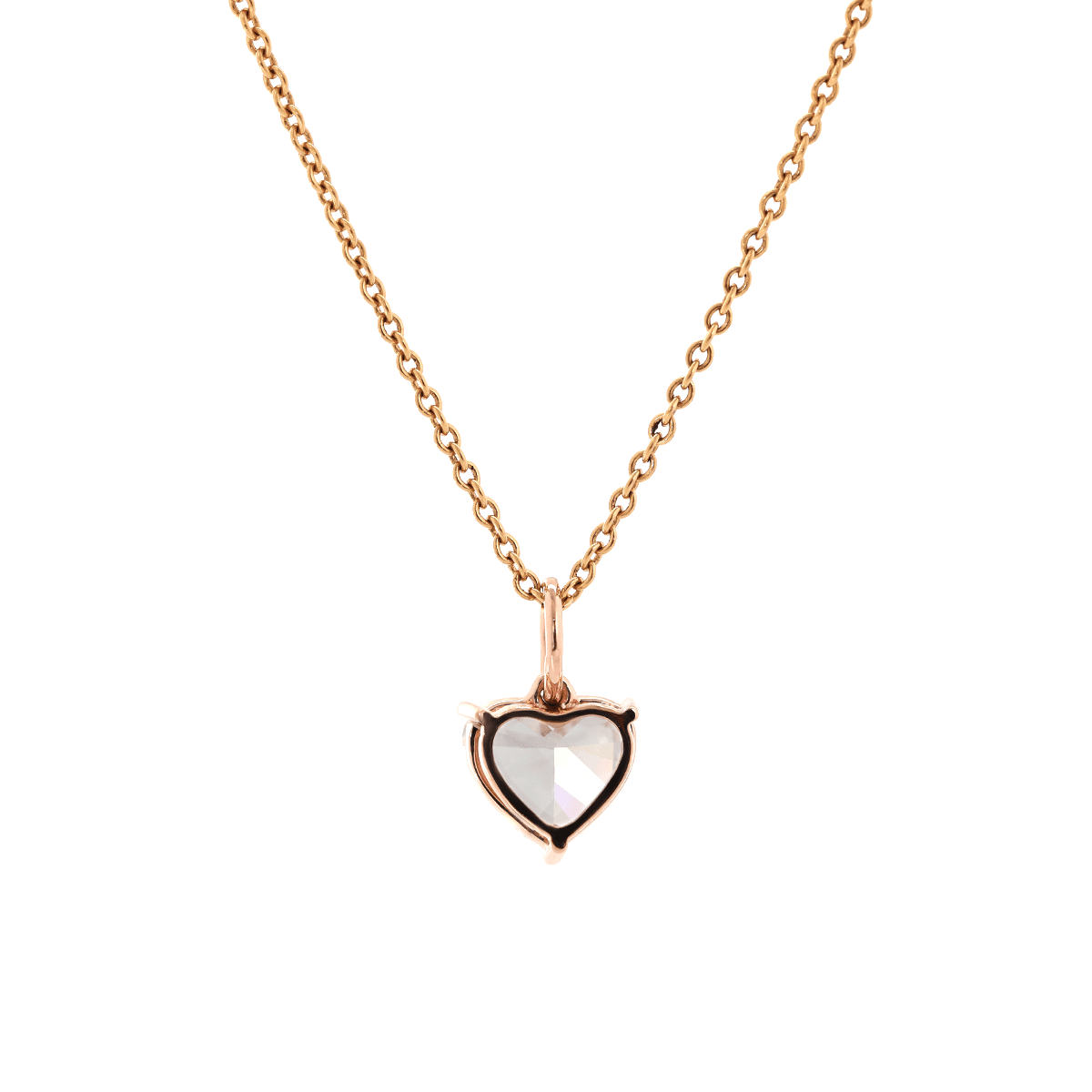 14K Rose Gold 1ct Heart Shaped Pink Lab Diamond Pendant with Corss Chain - FIORESE JEWELRY