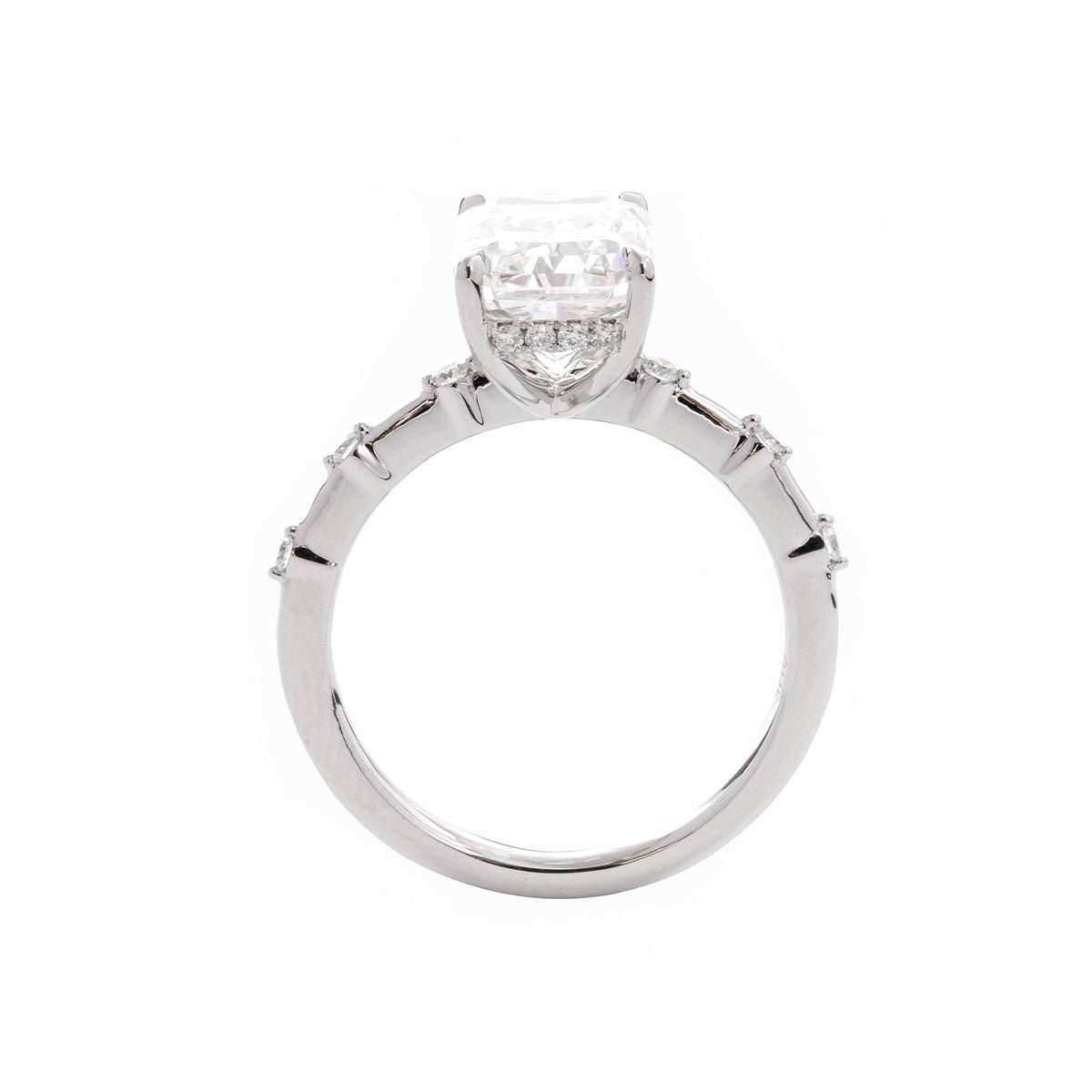 14K White Gold 3.5ct Radiant Cut Lab Diamond Hidden Halo Ring - FIORESE JEWELRY