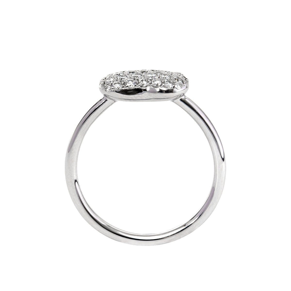 14K White Gold Round Brilliant Cut Lab Diamond Bean Shape Pave Ring - Nature - Inspired Design - FIORESE JEWELRY