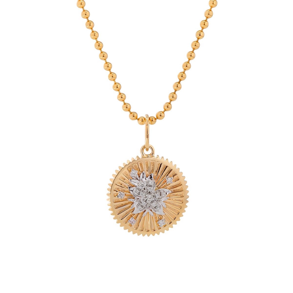 14K Yellow and White Gold Floral Pendant Necklace - FIORESE JEWELRY