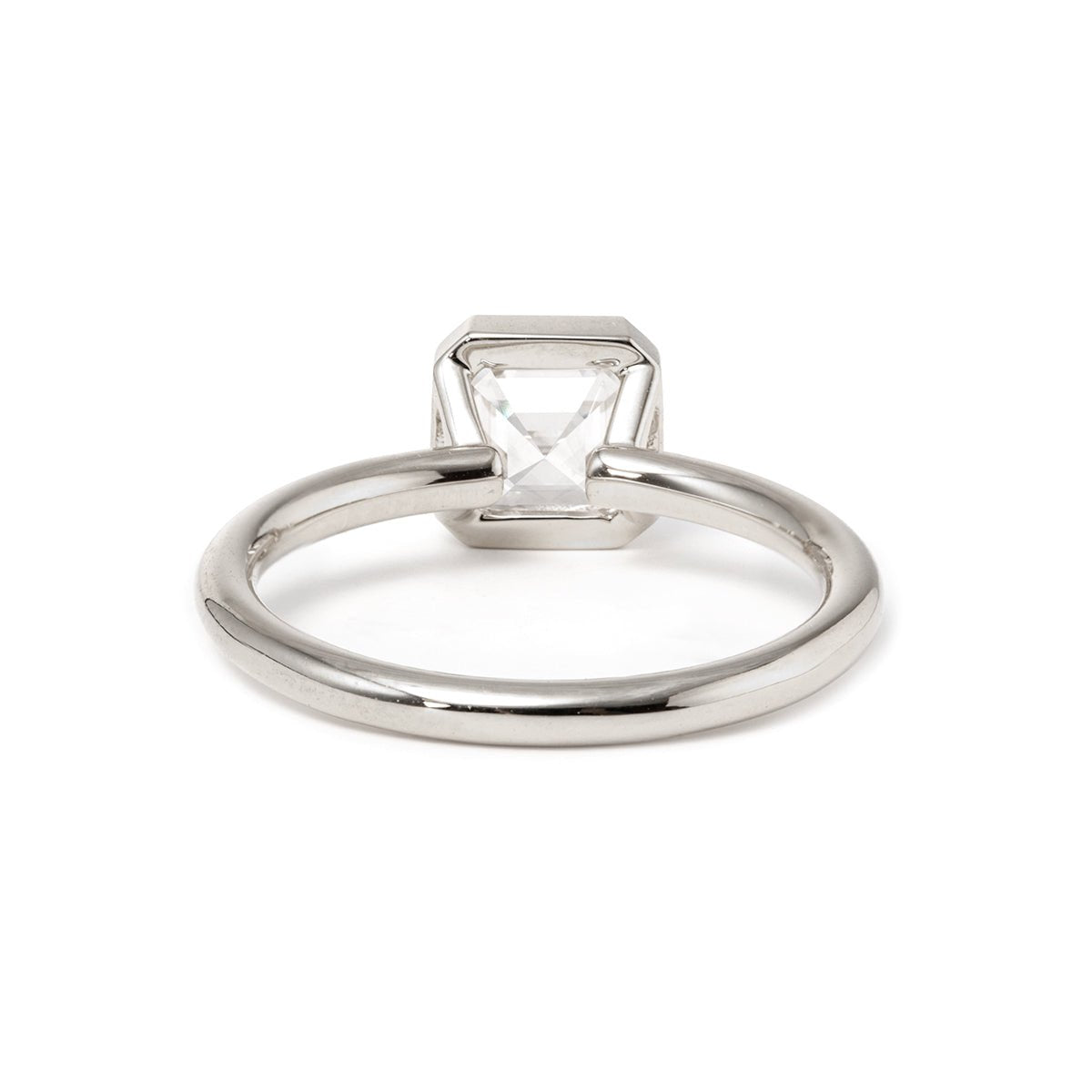 14k Yellow Gold 1ct Asscher Cut Lab Diamond Bezel Ring - FIORESE JEWELRY