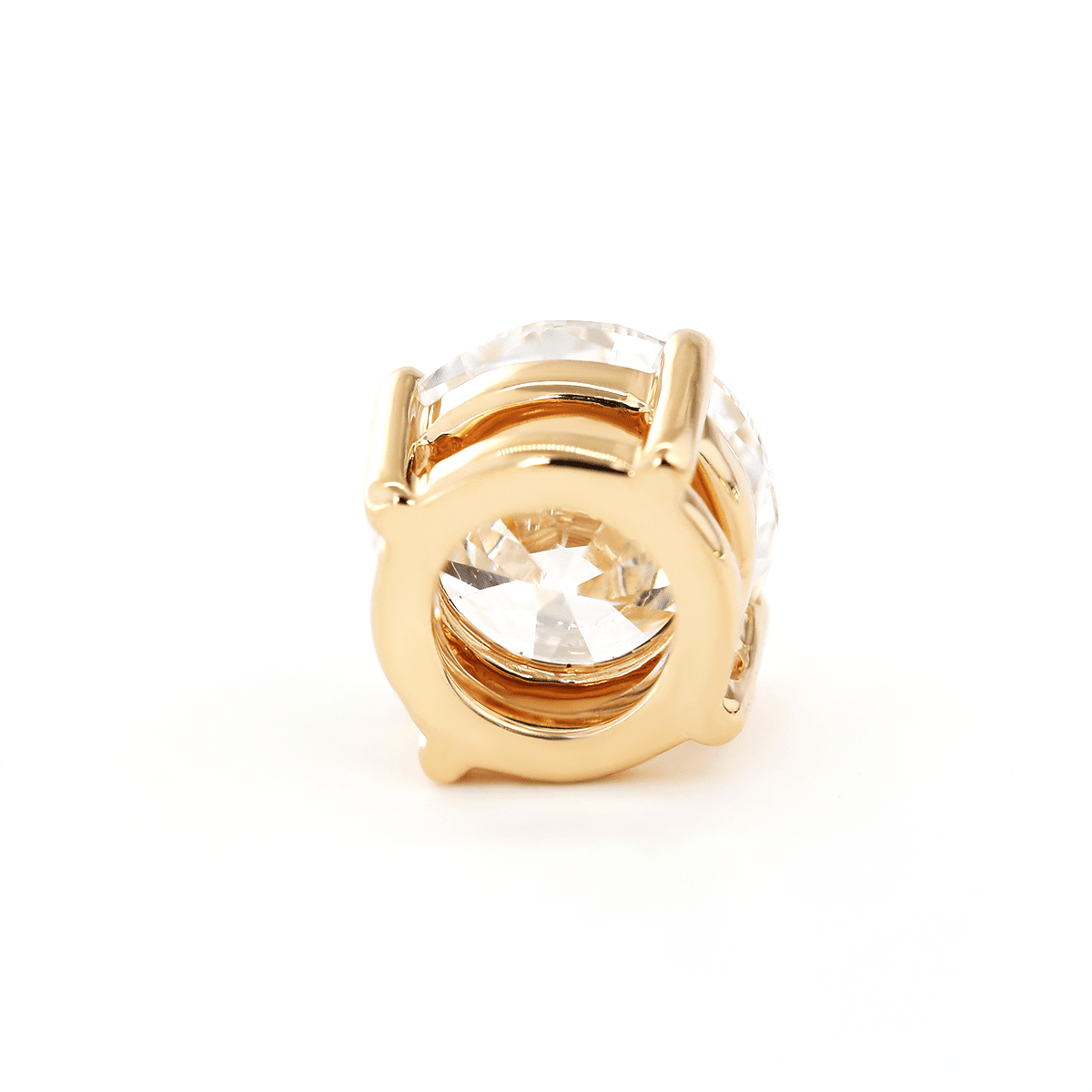 14K Yellow Gold 1ct Round Lab Diamond 4 Claw Prongs Basket Setting Pendant Necklace - FIORESE JEWELRY