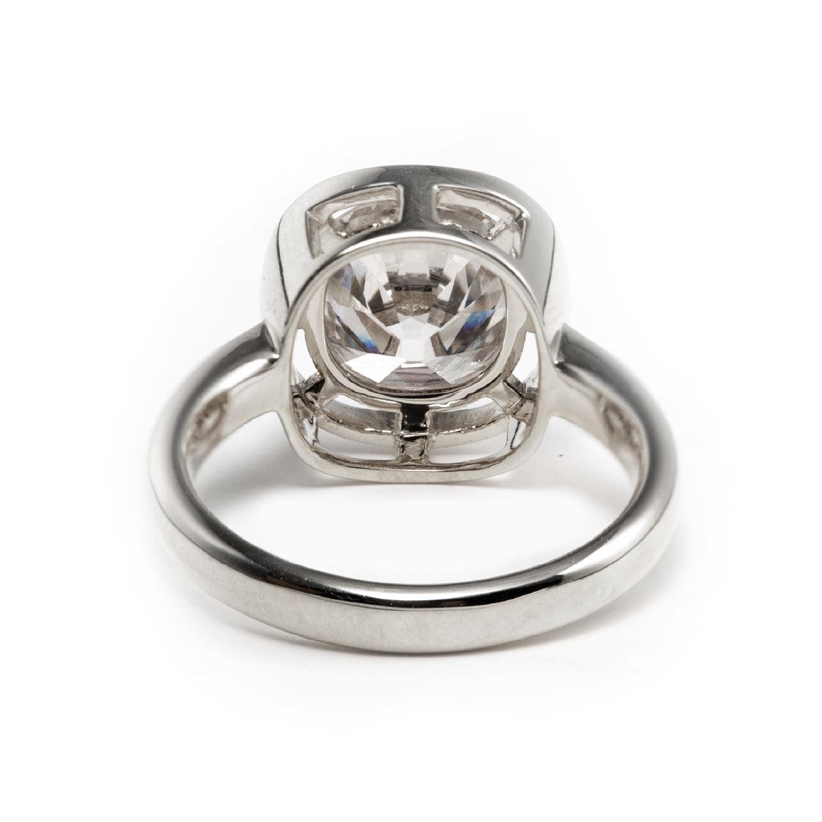 14K Yellow Gold 2.5ct Antique Old Mine Cut Diamond Basket Setting Ring with Smooth Ring Cut Design - FIORESE JEWELRY
