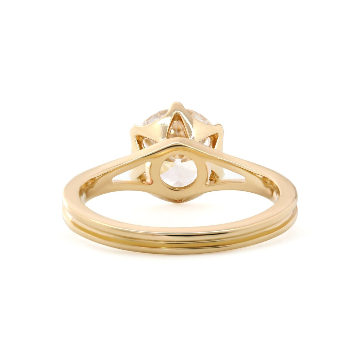 14K Yellow Gold 2.5ct Old European Cut Lab Diamond 6 Claw Prong Crown Basket Solitaire Ring - FIORESE JEWELRY