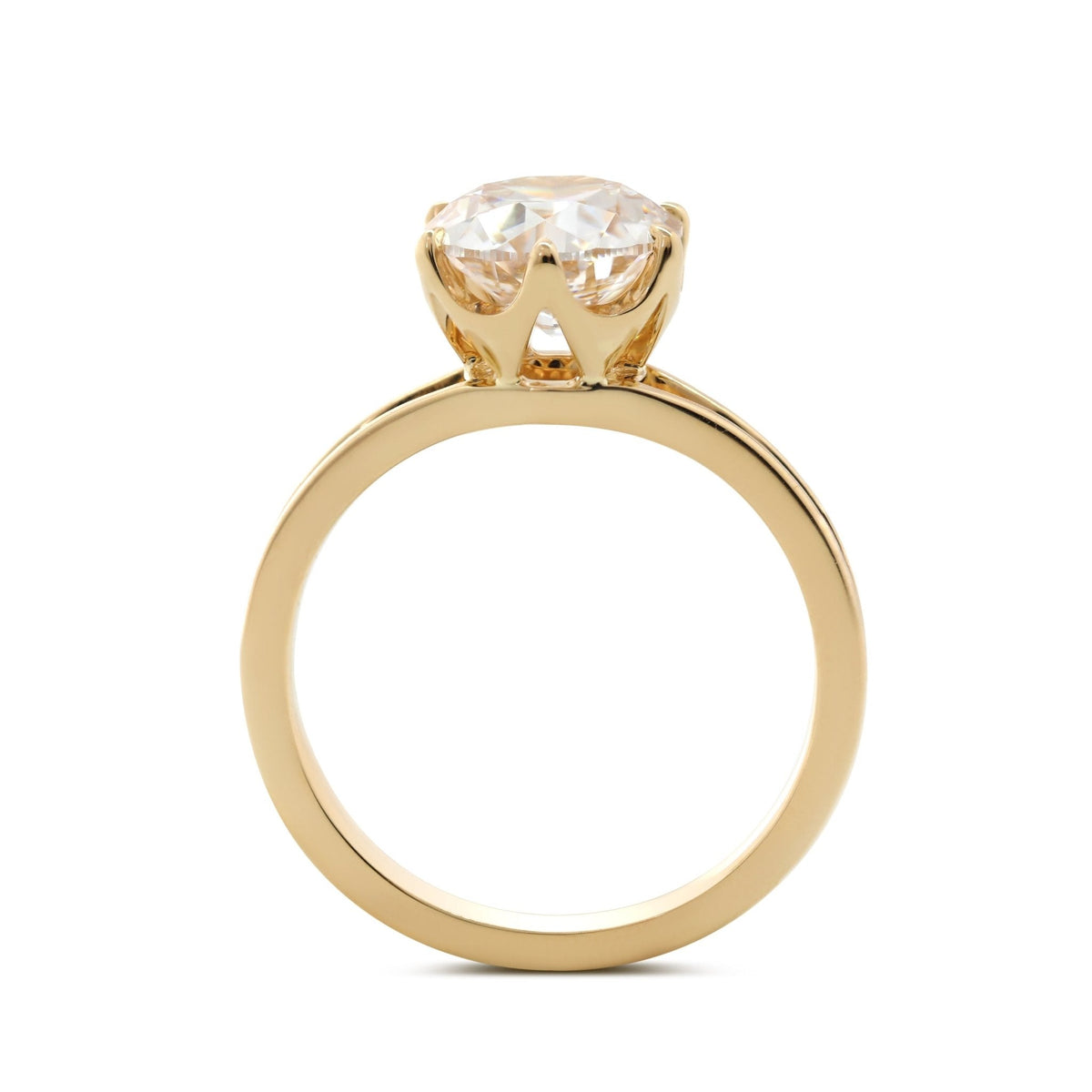 14K Yellow Gold 2.5ct Old European Cut Lab Diamond 6 Claw Prong Crown Basket Solitaire Ring - FIORESE JEWELRY