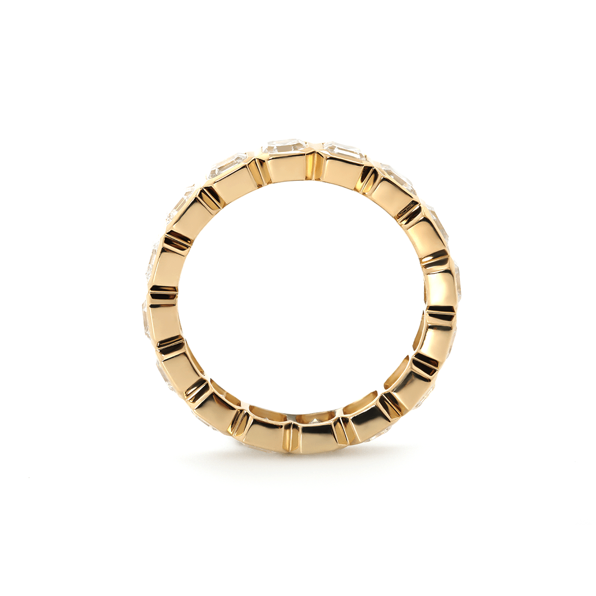 14K Yellow Gold Asscher Cut Lab Diamond Bezel Eternity Ring - FIORESE JEWELRY