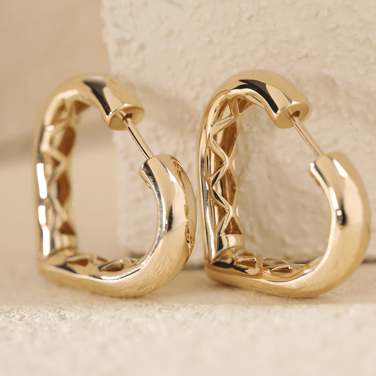 14K Yellow Gold Heart Shaped Huggie Earrings - FIORESE JEWELRY