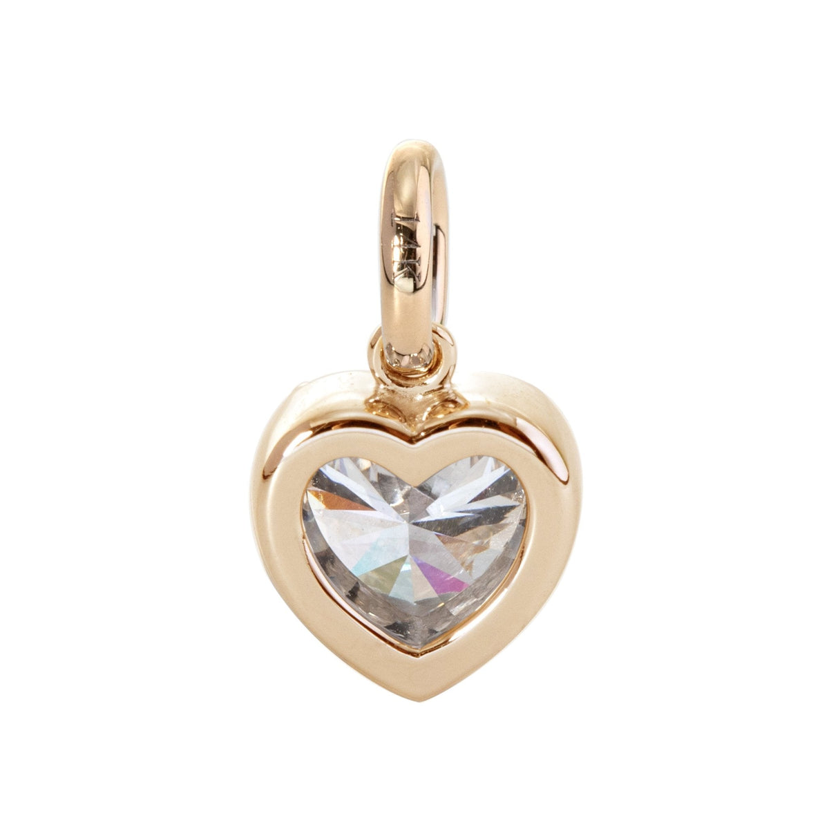 14K Yellow Gold Necklace with 2 ct Heart Shaped Lab Diamond Pendant in Bezel Setting - FIORESE JEWELRY