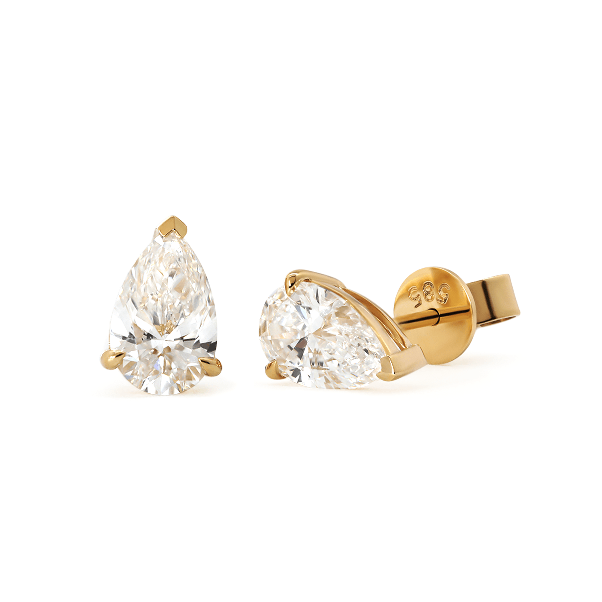 14K Yellow Gold Pear Shaped Lab diamond Stud Earrings - FIORESE JEWELRY