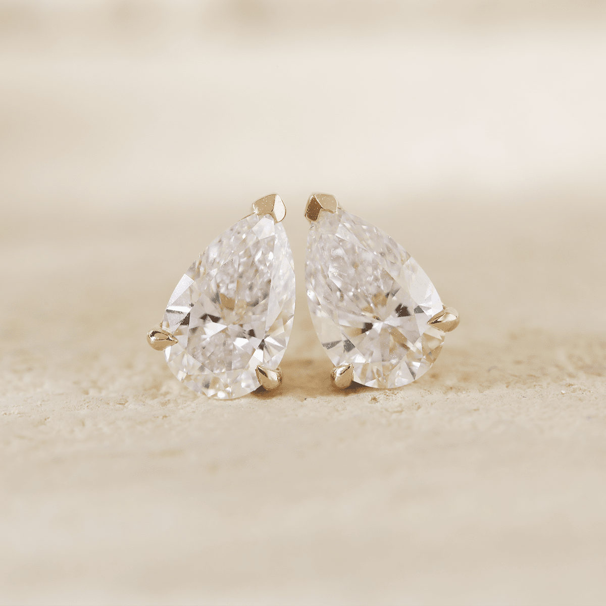 14K Yellow Gold Pear Shaped Lab diamond Stud Earrings - FIORESE JEWELRY