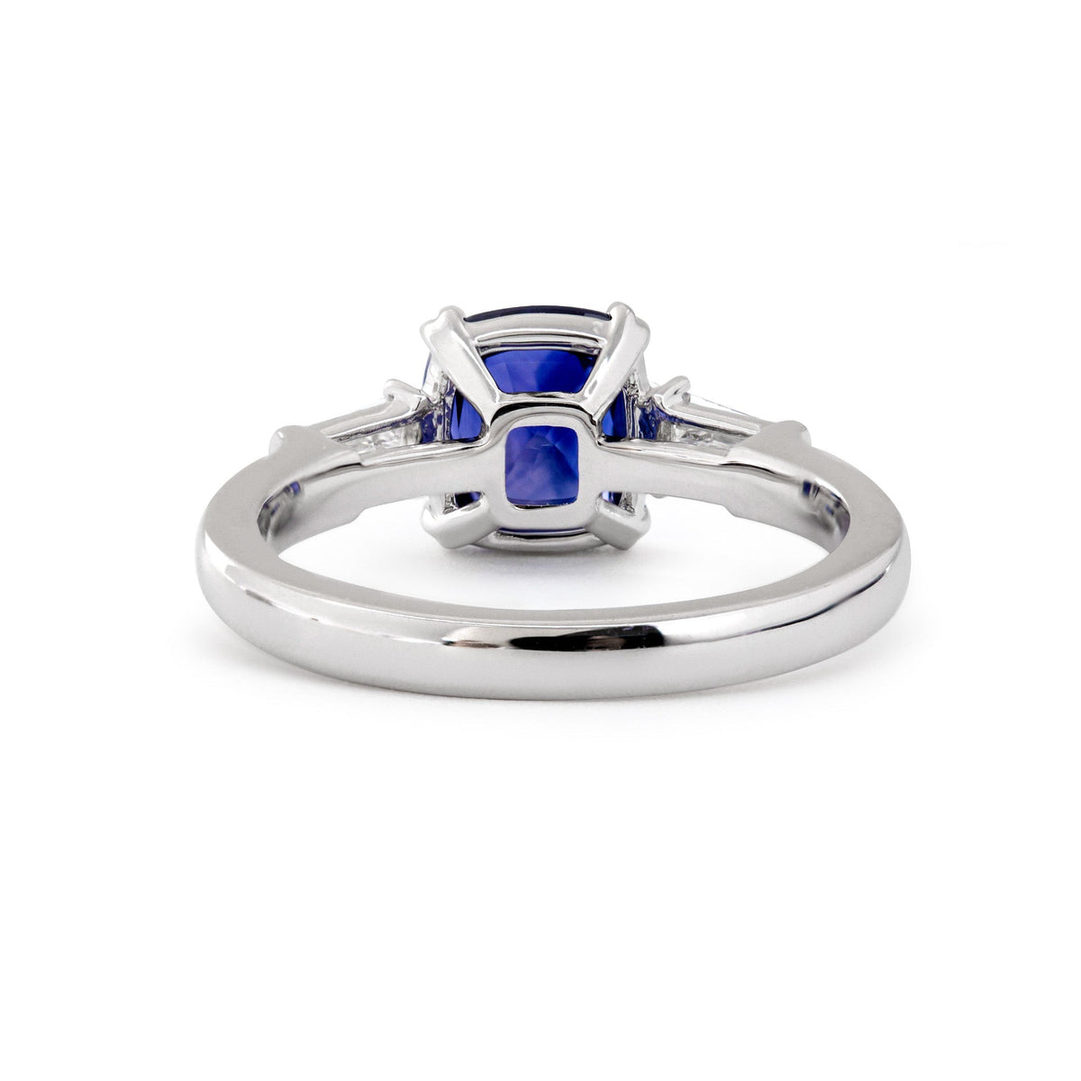 1.64CT Natural Cushion Blue Sapphire Classic Three Stone Ring - FIORESE JEWELRY