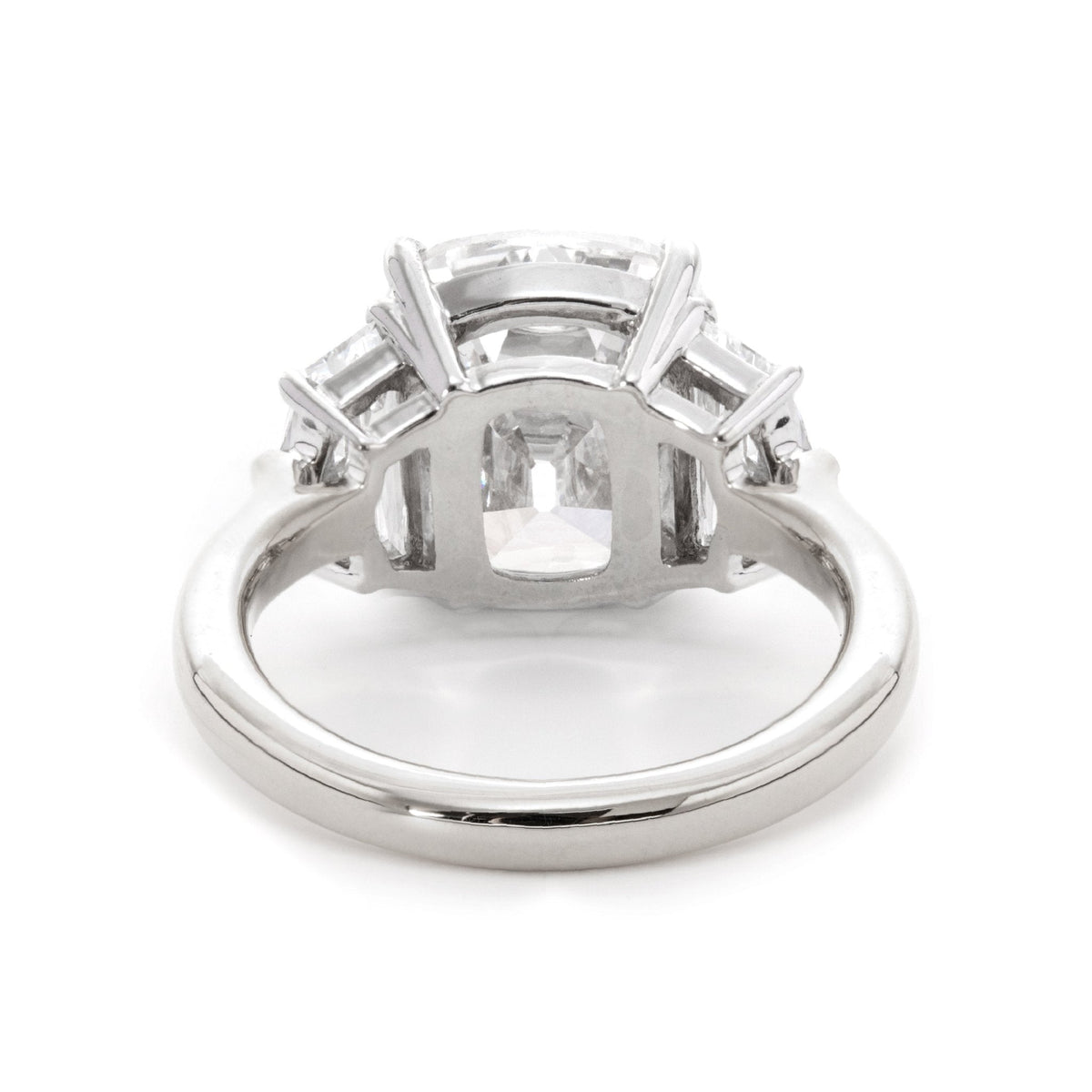 18K White Gold & Yellow Gold 4.5ct Old Mine Cut & Step cut Eldorado Lab Diamond Three Stone Ring - FIORESE JEWELRY