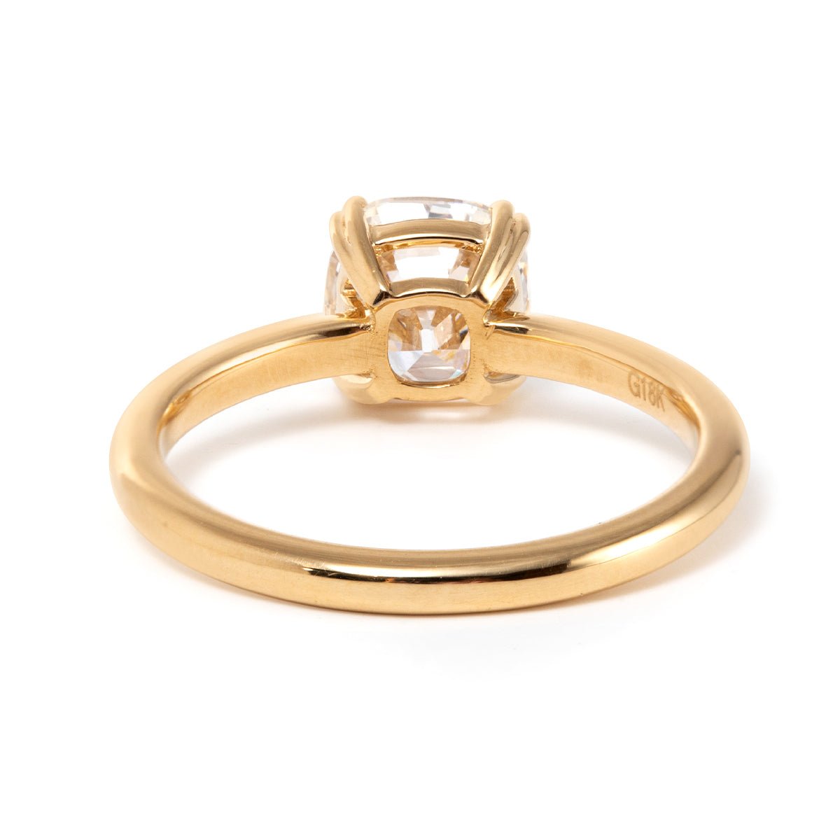 18k Yellow Gold 1.5 Carat Old Mine Cut Lab Diamond Double Prong Setting Vintage Solitaire Engagement Ring - FIORESE JEWELRY