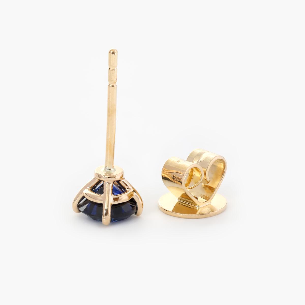 18K Yellow Gold 2ct tw Round Sapphire Stud Earrings - FIORESE JEWELRY