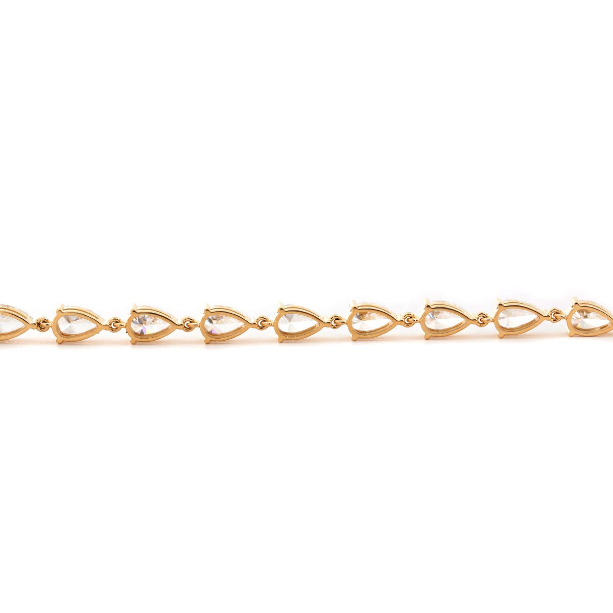 18K Yellow Gold Pear Lab Diamond 9 Stone Chain Bracelet - FIORESE JEWELRY