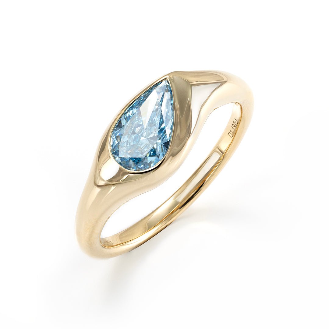 1CT Pear Shape Blue Lab diamond Engagement Ring - LGG Jewelry