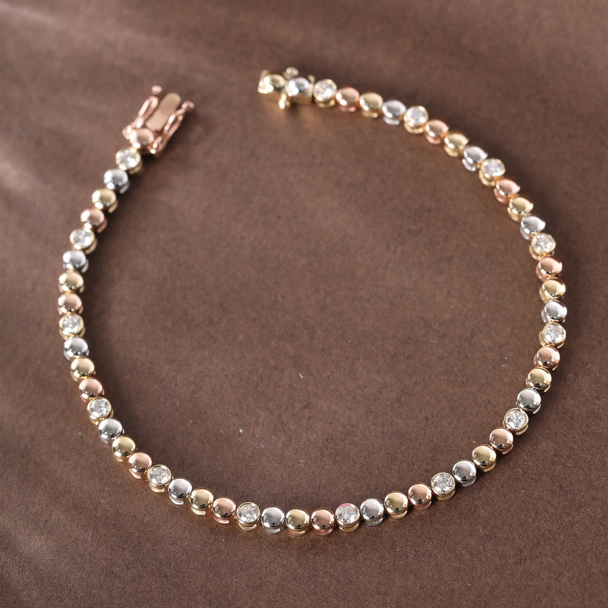 2.2mm Round Lab Diamond Bezel Station Tennis Bracelet - FIORESE JEWELRY
