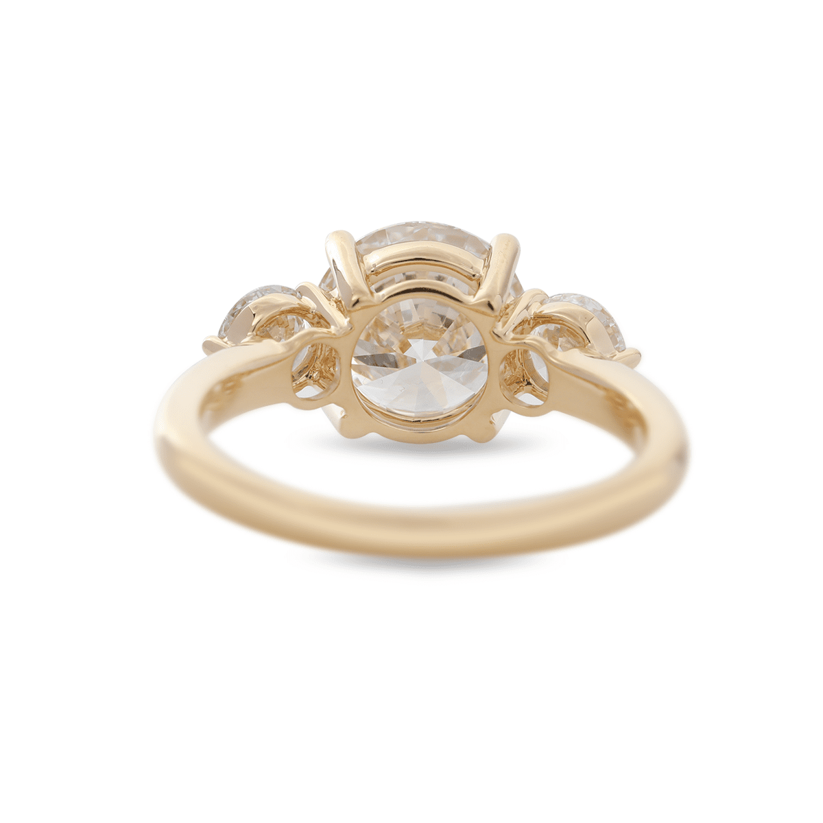 2.5ct Round Lab Diamond Round Prong Basket Three - stone Engagement Ring with Two Ring Enhancers in Bridal Ring Set Design - FIORESE JEWELRY