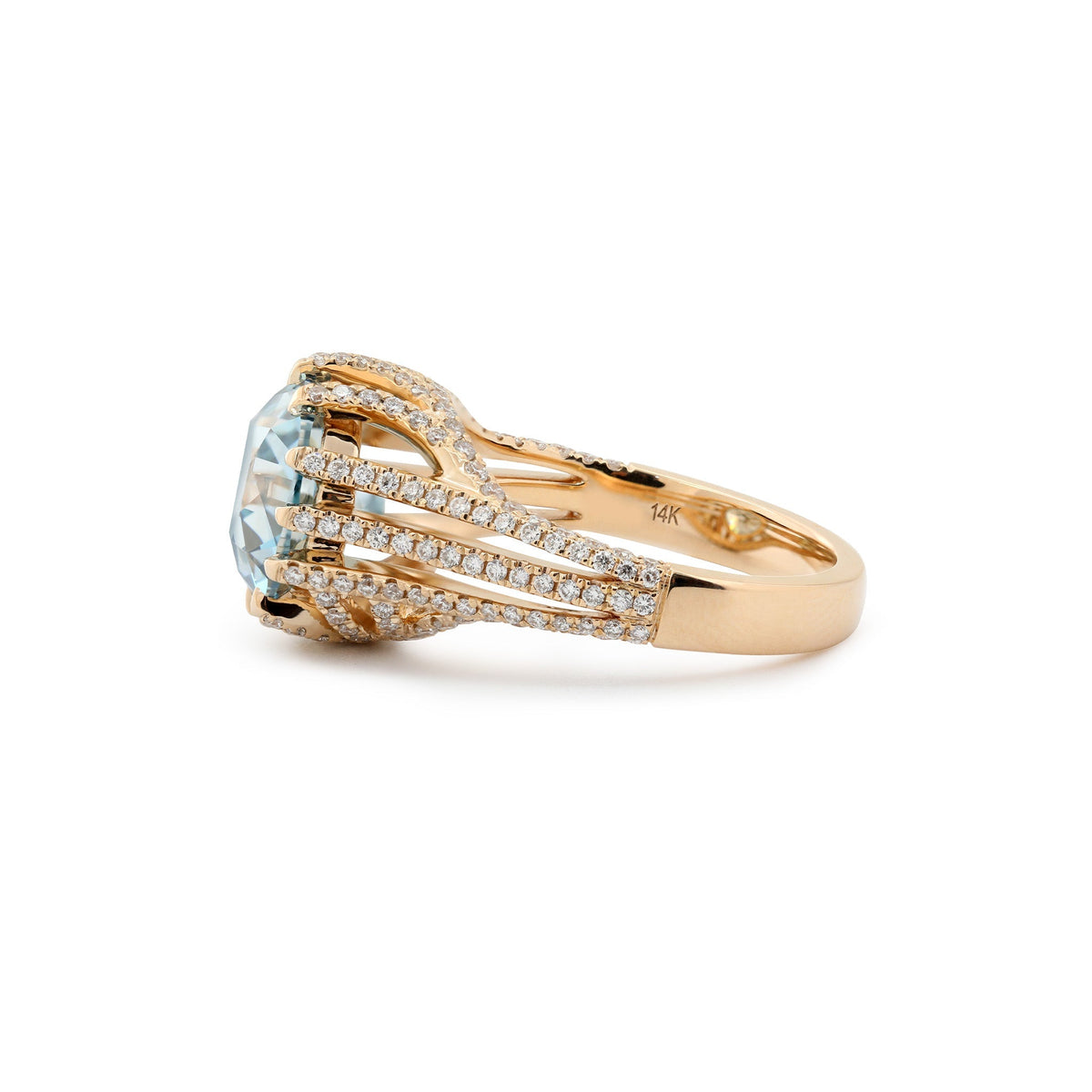3.67CT Blue Old European Cut Lab Diamond Multi Row Band High - Set Design Ring - FIORESE JEWELRY