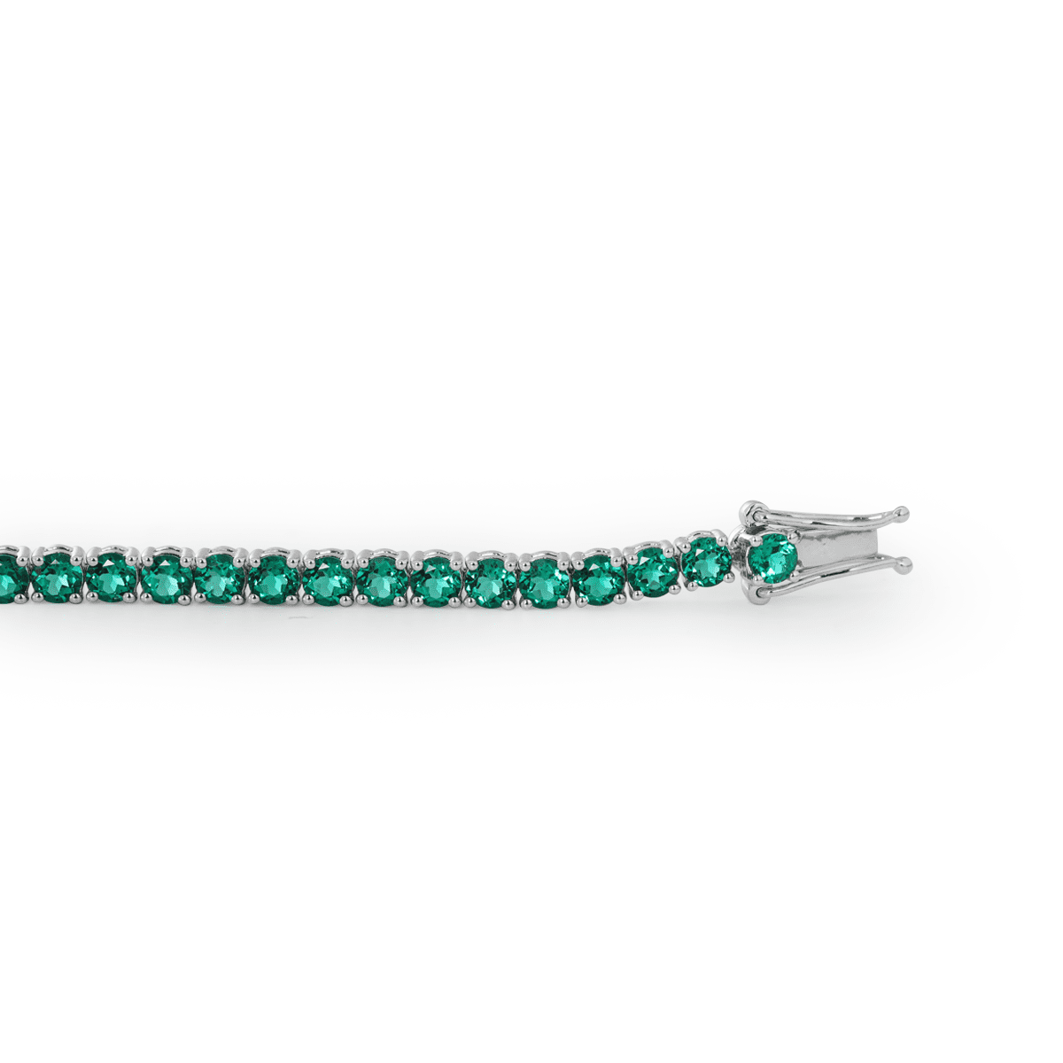 3mm Round Zambian Lab Emerald 4 Prong Basket Tennis Bracelet with Box Clasp and Double Safety - FIORESE JEWELRY