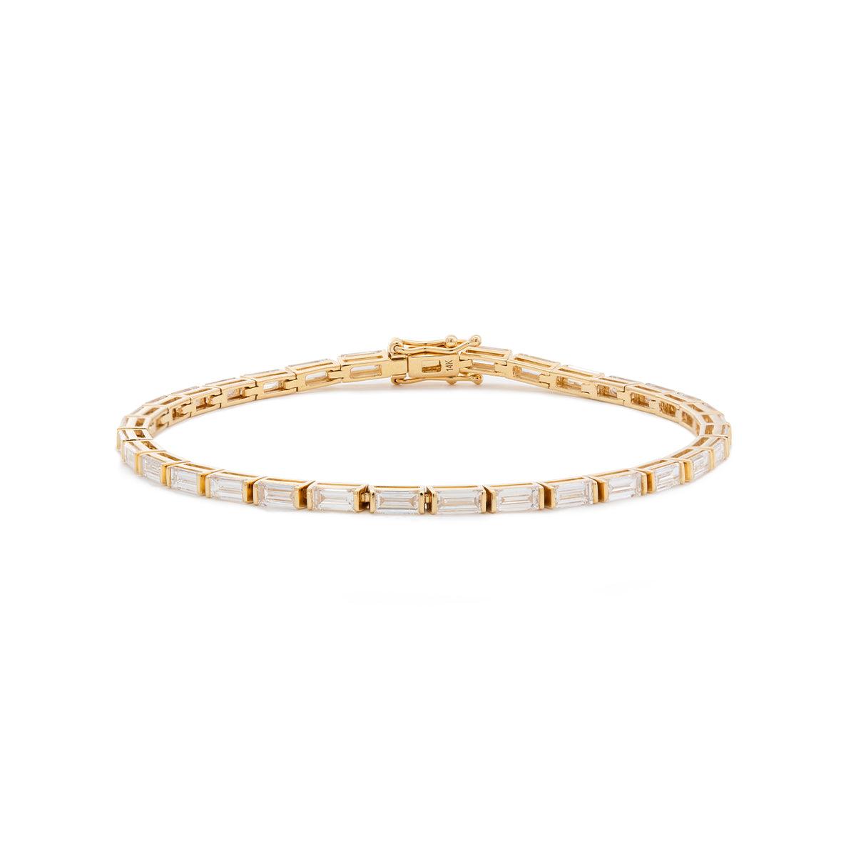 4×2mm Baguette Cut Lab Diamond Half - Bezel Basket Tennis Bracelet - FIORESE JEWELRY