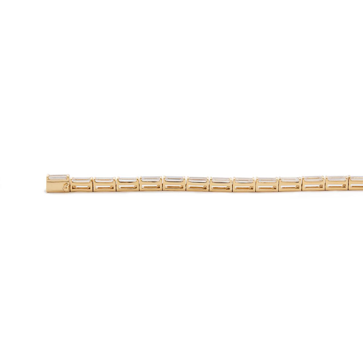 4×2mm Baguette Cut Lab Diamond Half - Bezel Basket Tennis Bracelet - FIORESE JEWELRY