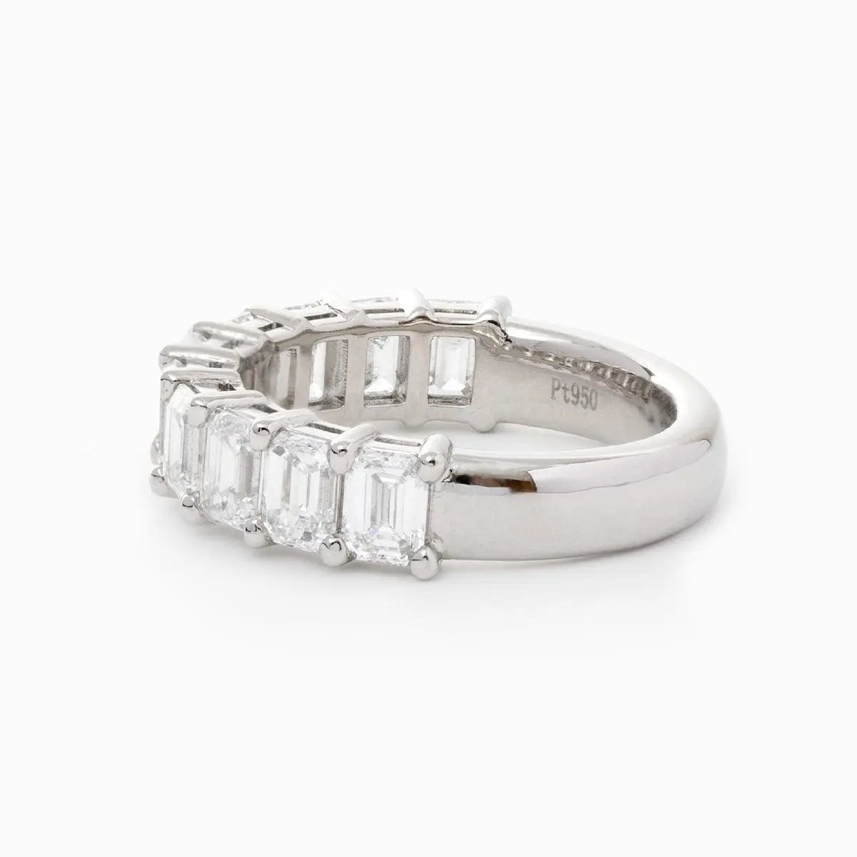 4*3mm Emerald Cut Lab Diamond Shared Claw Prong Basket Half Eternity Ring - FIORESE JEWELRY