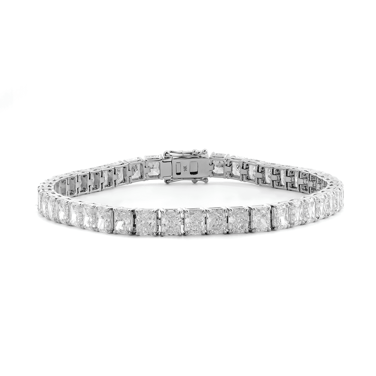 4×3mm Radiant Cut Lab Diamond 4 - Prong Basket Tennis Bracelet with Box Clasp and Double Safety - FIORESE JEWELRY