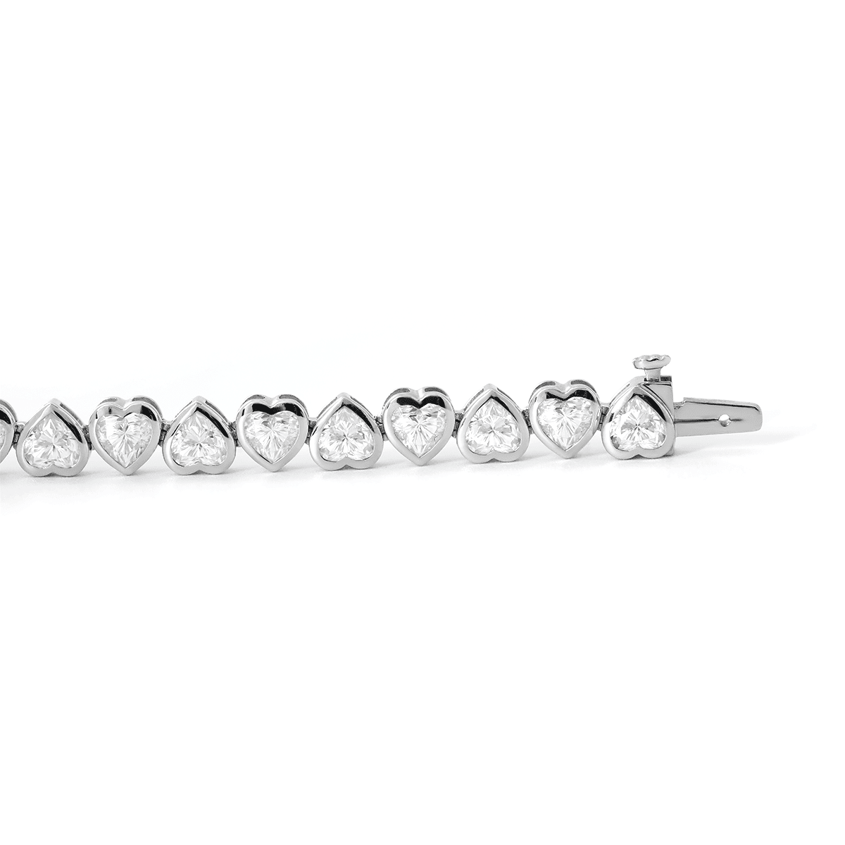 4×4mm Heart - Shaped Lab Diamond Bezel - Set Tennis Bracelet with Box Clasp - FIORESE JEWELRY