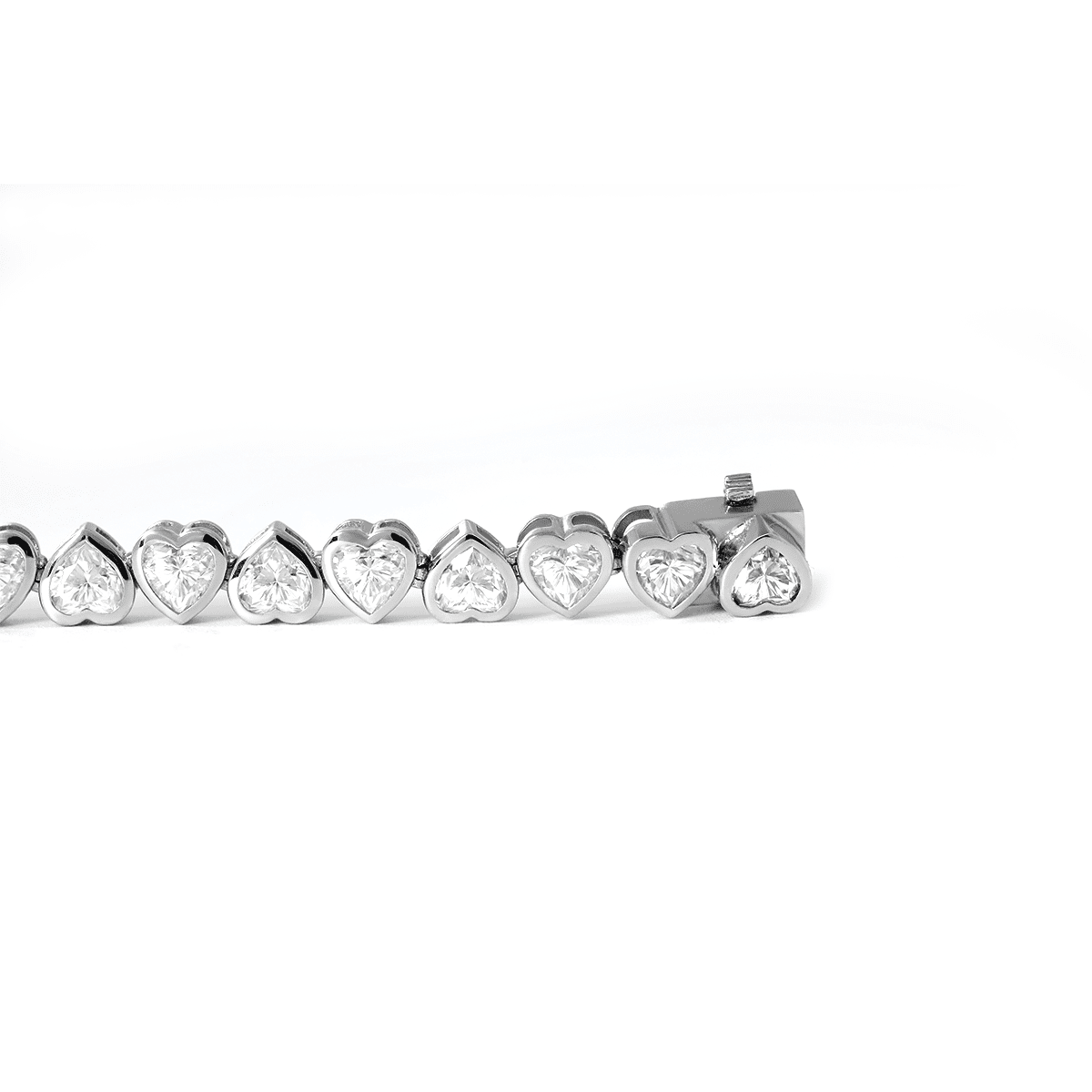 4×4mm Heart - Shaped Lab Diamond Bezel - Set Tennis Bracelet with Box Clasp - FIORESE JEWELRY