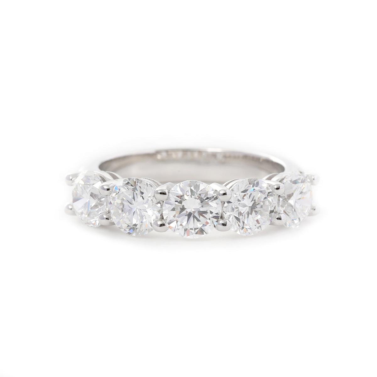 5 - Sotne Round Diamond Shared - prong Basket Ring - FIORESE JEWELRY
