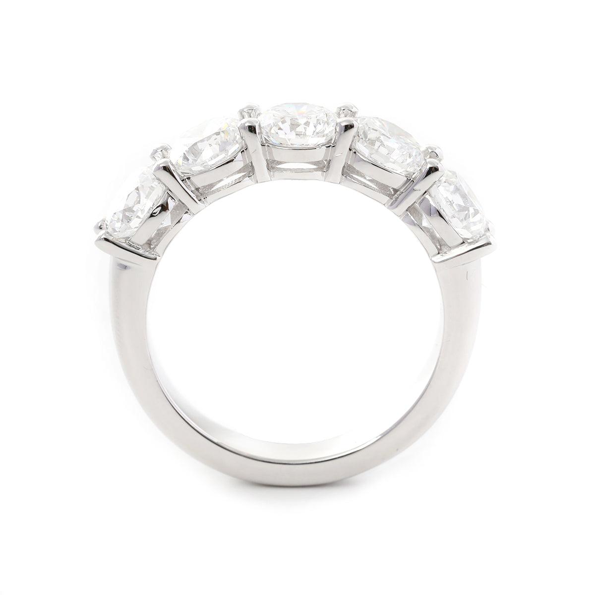 5 - Sotne Round Diamond Shared - prong Basket Ring - FIORESE JEWELRY