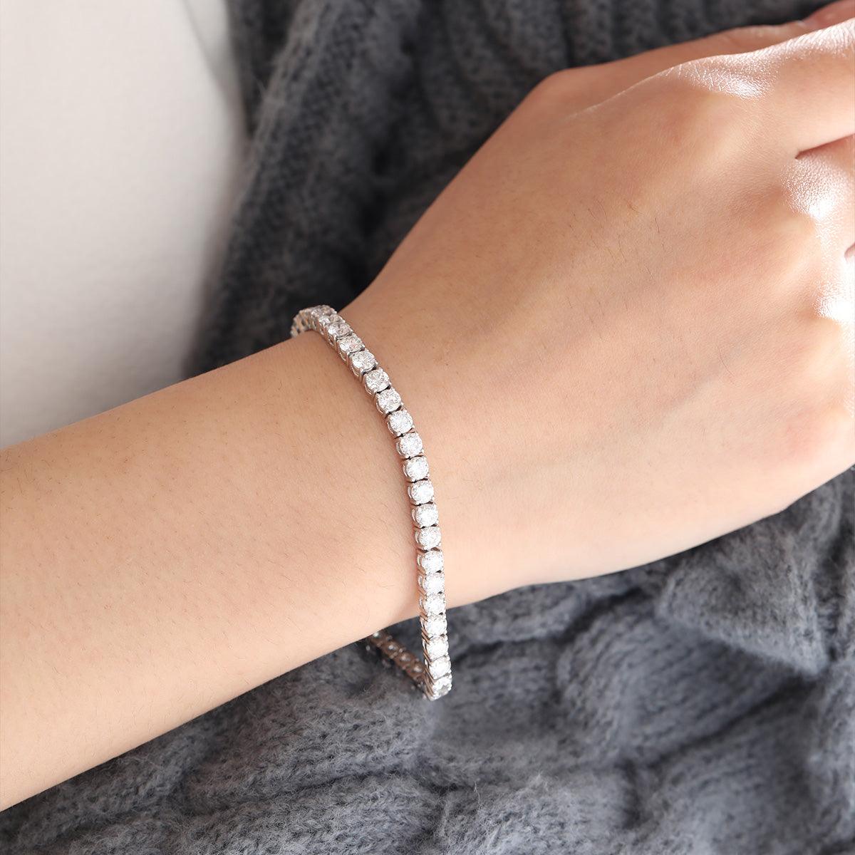 6 CT TW Round Cut Lab Diamond 4 - Prong Basket Tennis Bracelet with Box Clasp and Double Safety - FIORESE JEWELRY