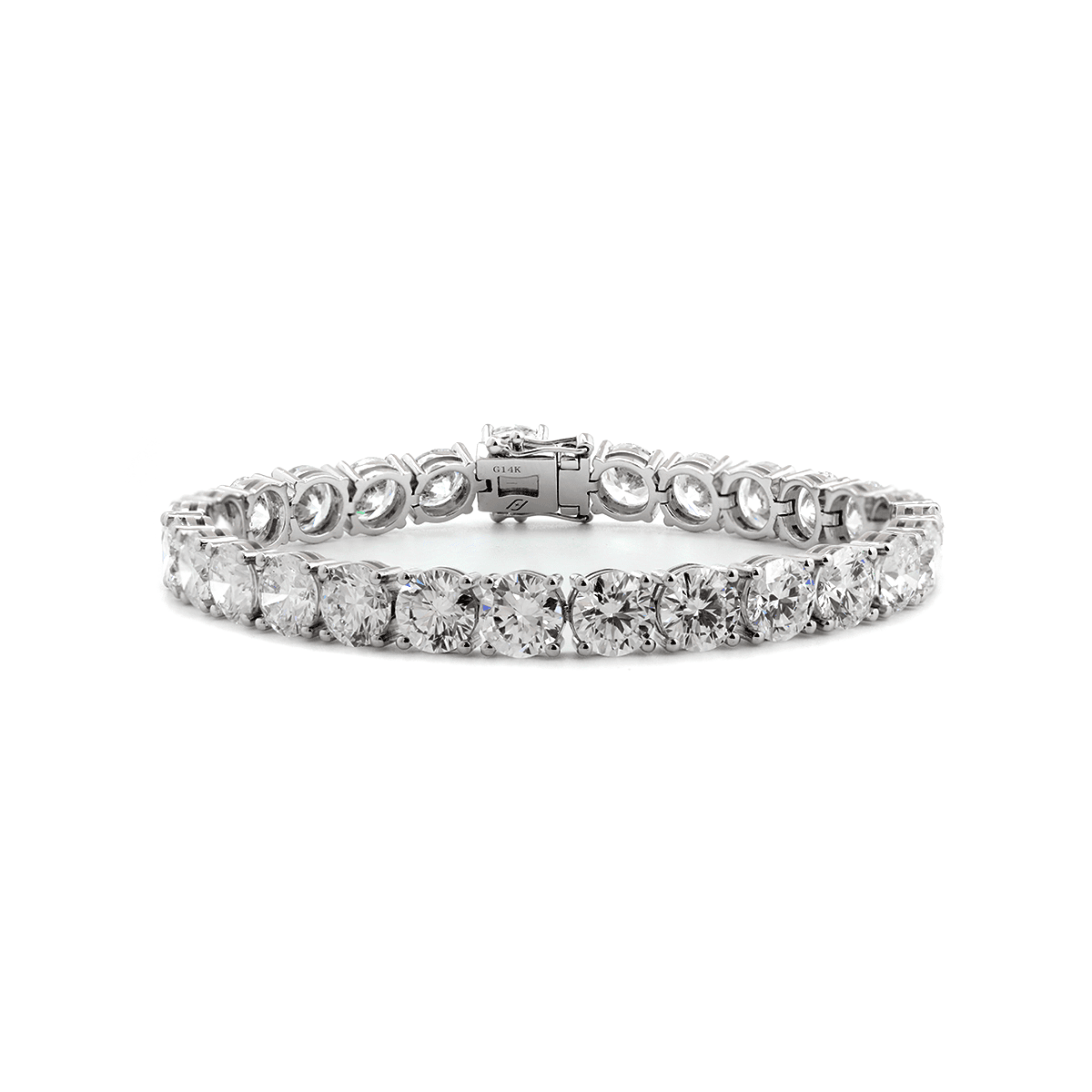 6mm Round Brilliant Cut Lab Diamond 4 - Prong Basket Tennis Bracelet with Box Clasp and Double Safety - FIORESE JEWELRY