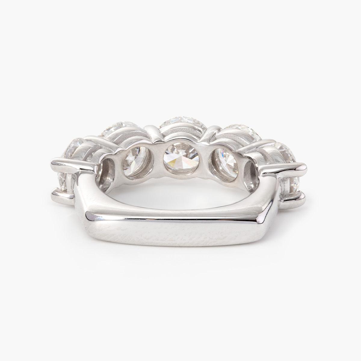 6mm Round Cut Lab Diamond 5 Stone Anniversary Ring with European Shank - FIORESE JEWELRY