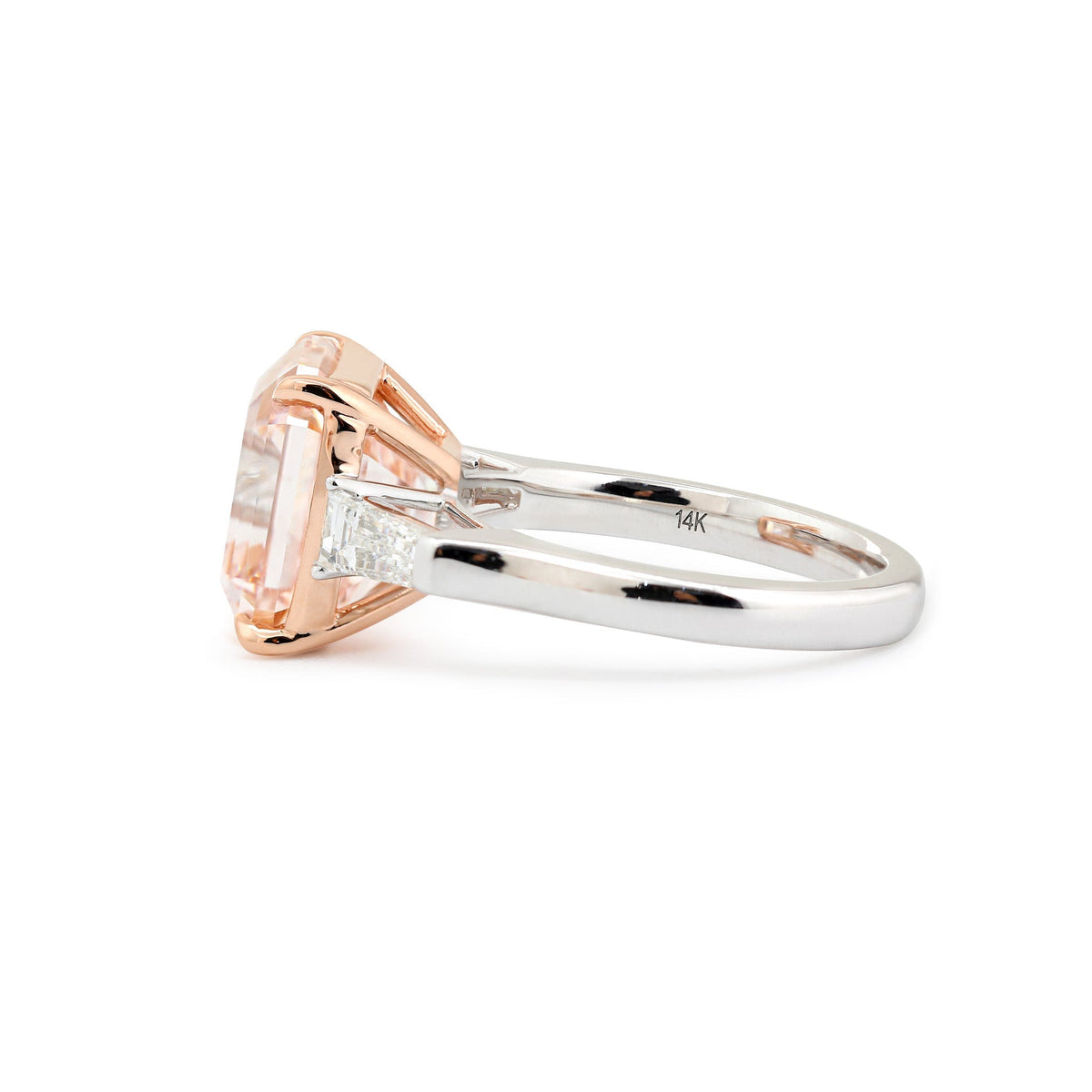 7.99CT Asscher Cut Pink Lab Diamond Classic Three Stone Statement Ring - FIORESE JEWELRY