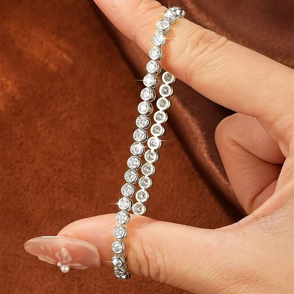 Bezel Set Basket DEF VS Lab Diamond Tennis Bracelet 14K 18K Gold - LGG Jewelry