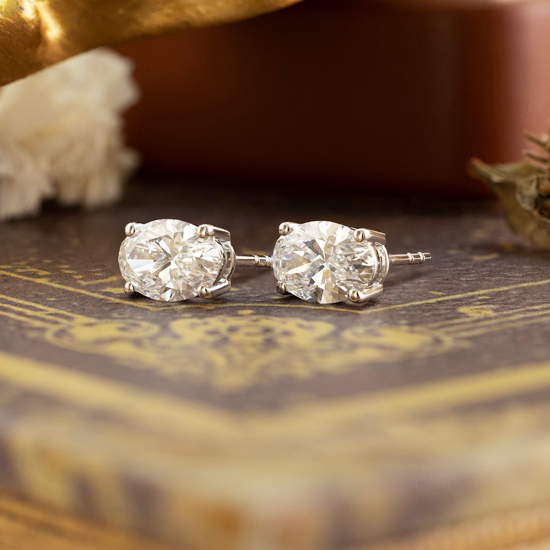 Classic Oval Cut Lab Diamond Four Prongs Ear Studs - LGG Jewelry