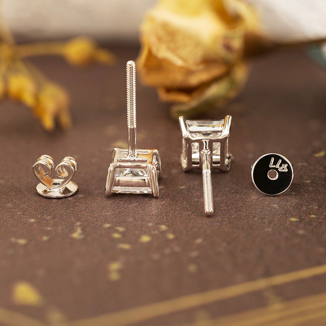 Classic Princess Cut Lab Diamond Four Prongs Ear Studs - LGG Jewelry