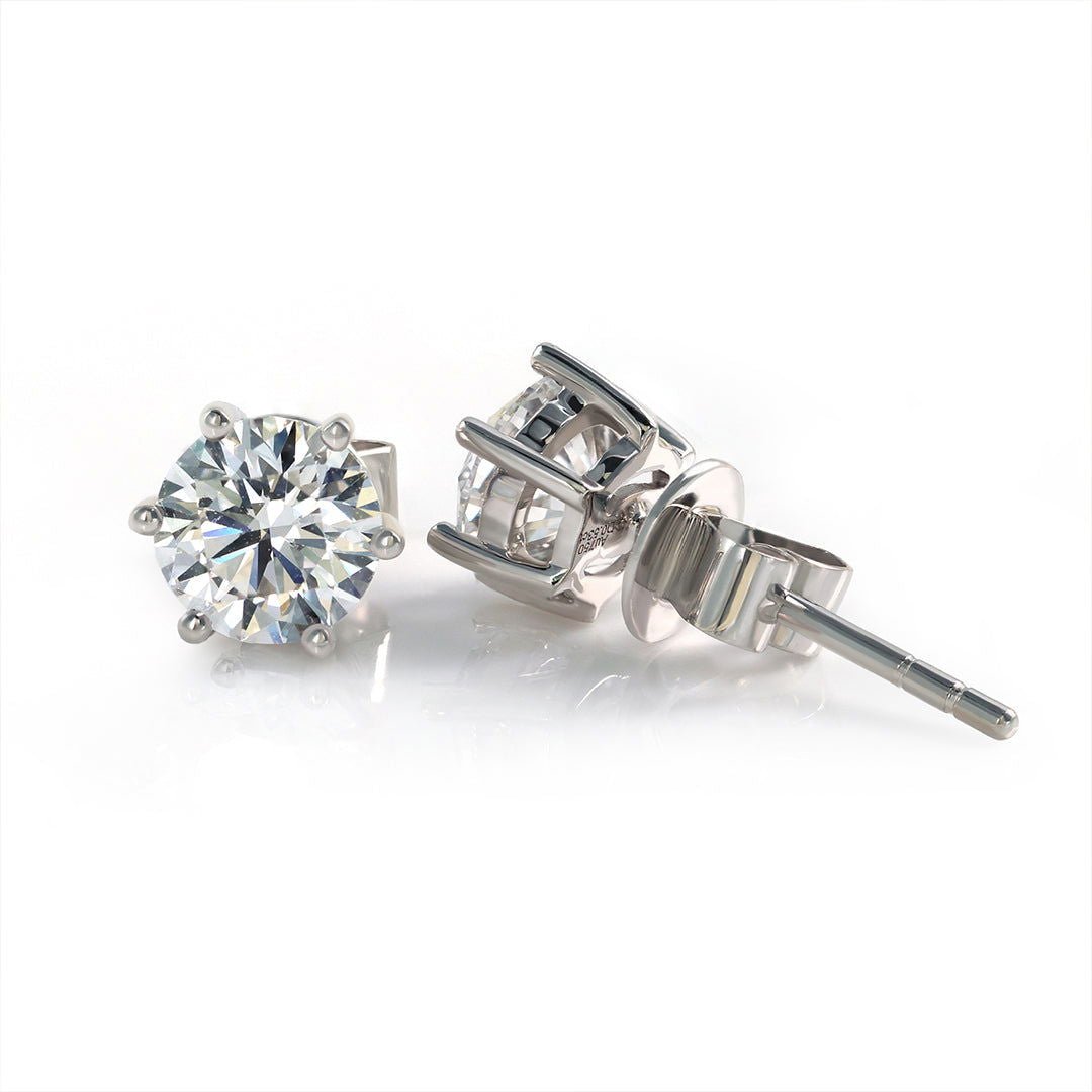 Classic Round Cut Lab Diamond Six Prongs Ear Studs - LGG Jewelry