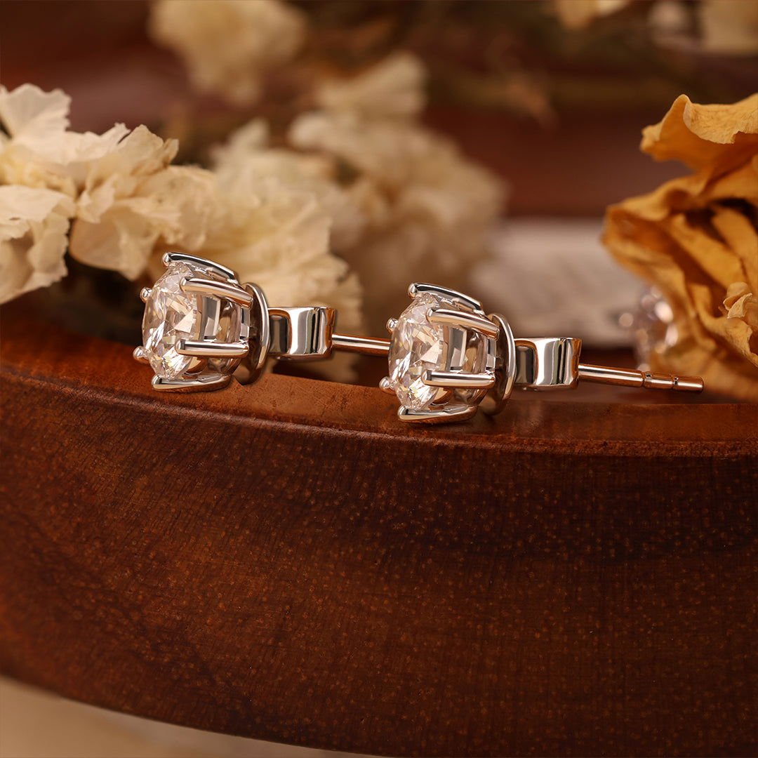 Classic Round Cut Lab Diamond Six Prongs Ear Studs - LGG Jewelry