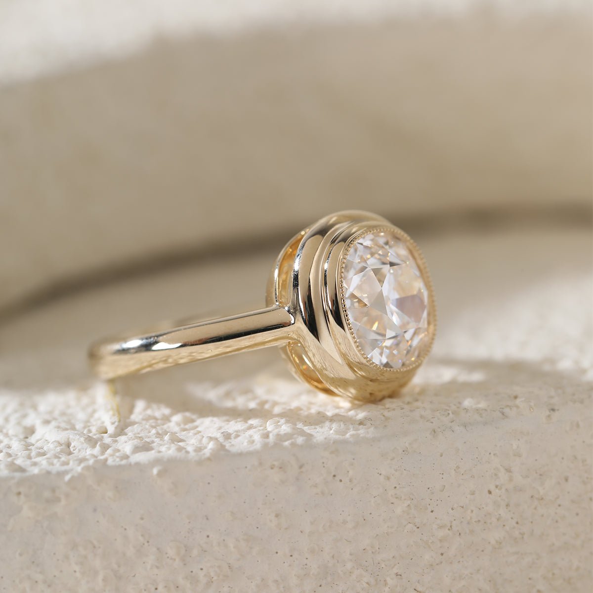 Cushion OMC Diamond Bezel Ring - FIORESE JEWELRY