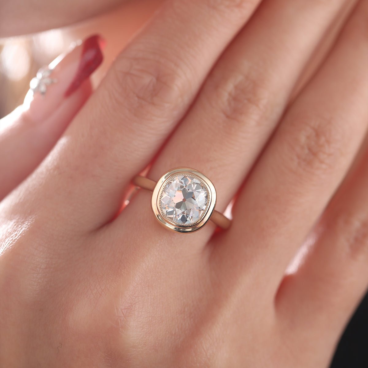 Cushion OMC Diamond Bezel Ring - FIORESE JEWELRY