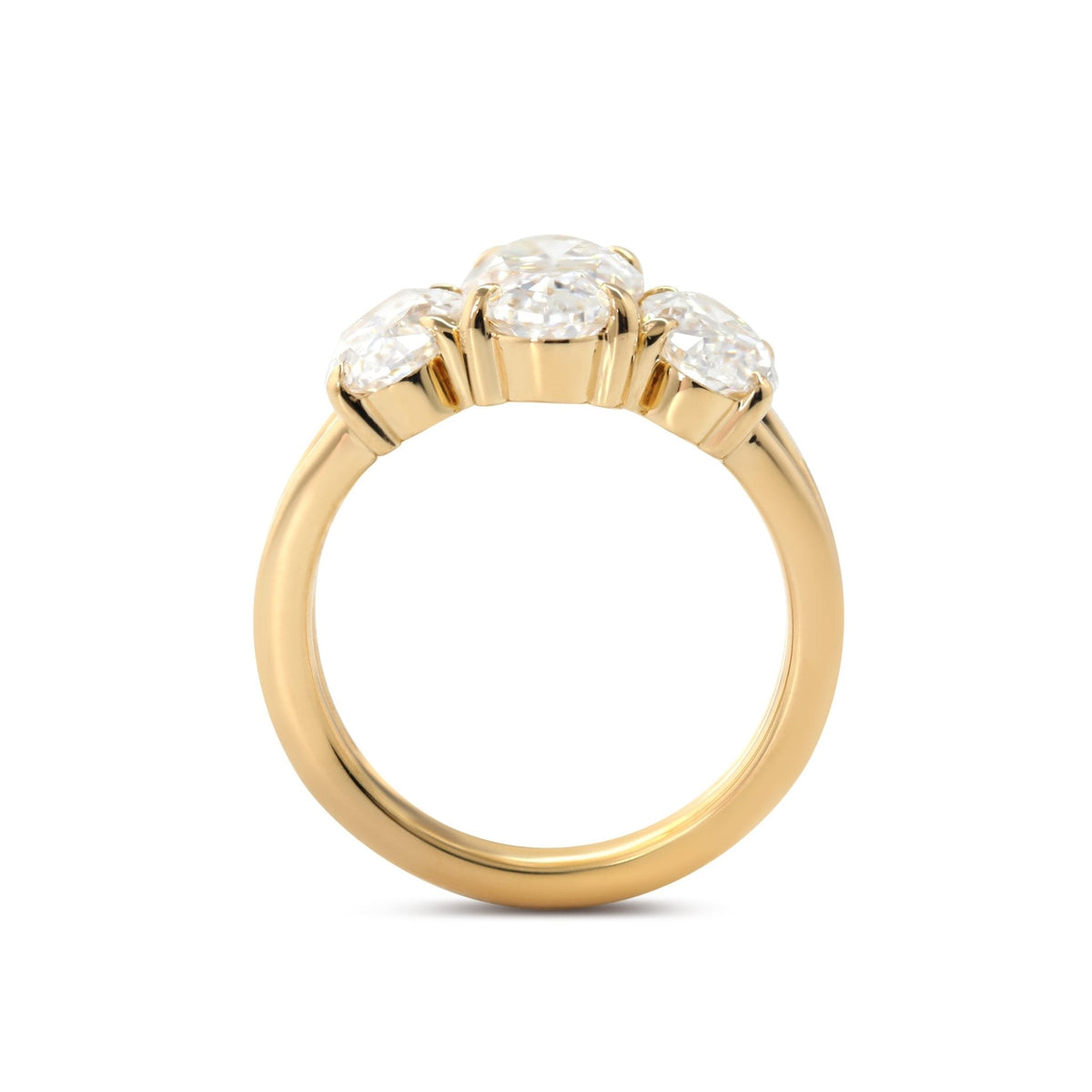 Elongated Oval Old Mine - Cut Lab Diamond Victorian - Style Three - Stone Ring with Split Band - FIORESE JEWELRY