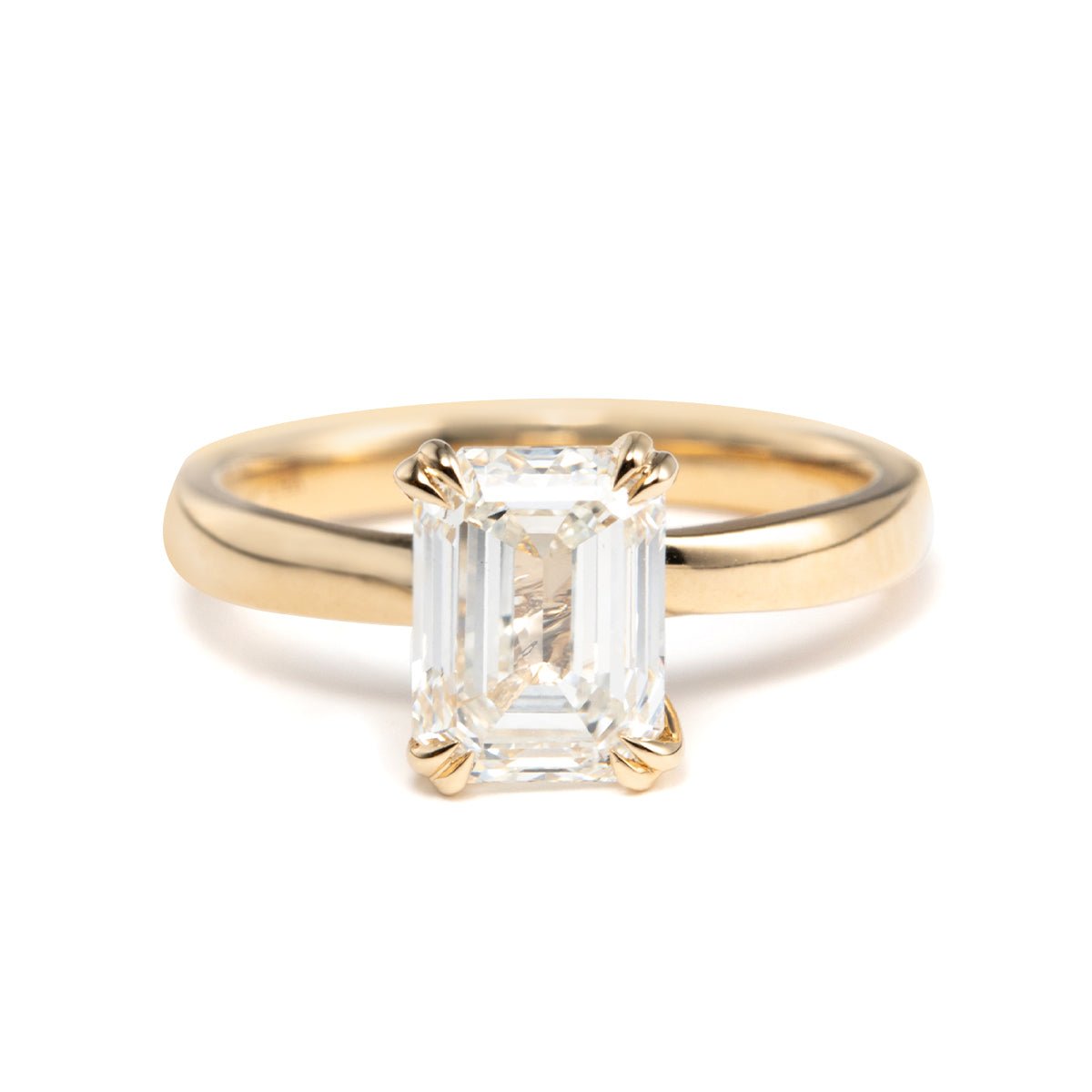 Emerald - Cut Lab Diamond Vintage Solitaire Ring with Double - Prong Interwoven Setting - FIORESE JEWELRY