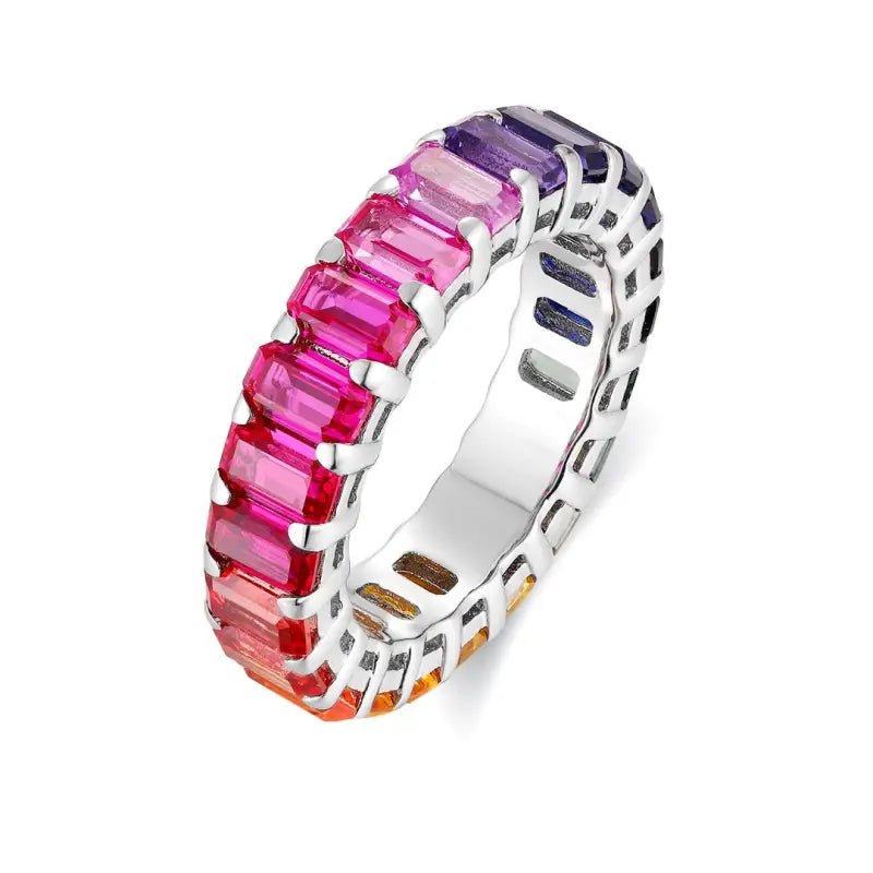 Graduating Pink Sapphire Four Prongs Eternity Band - LGG Jewelry