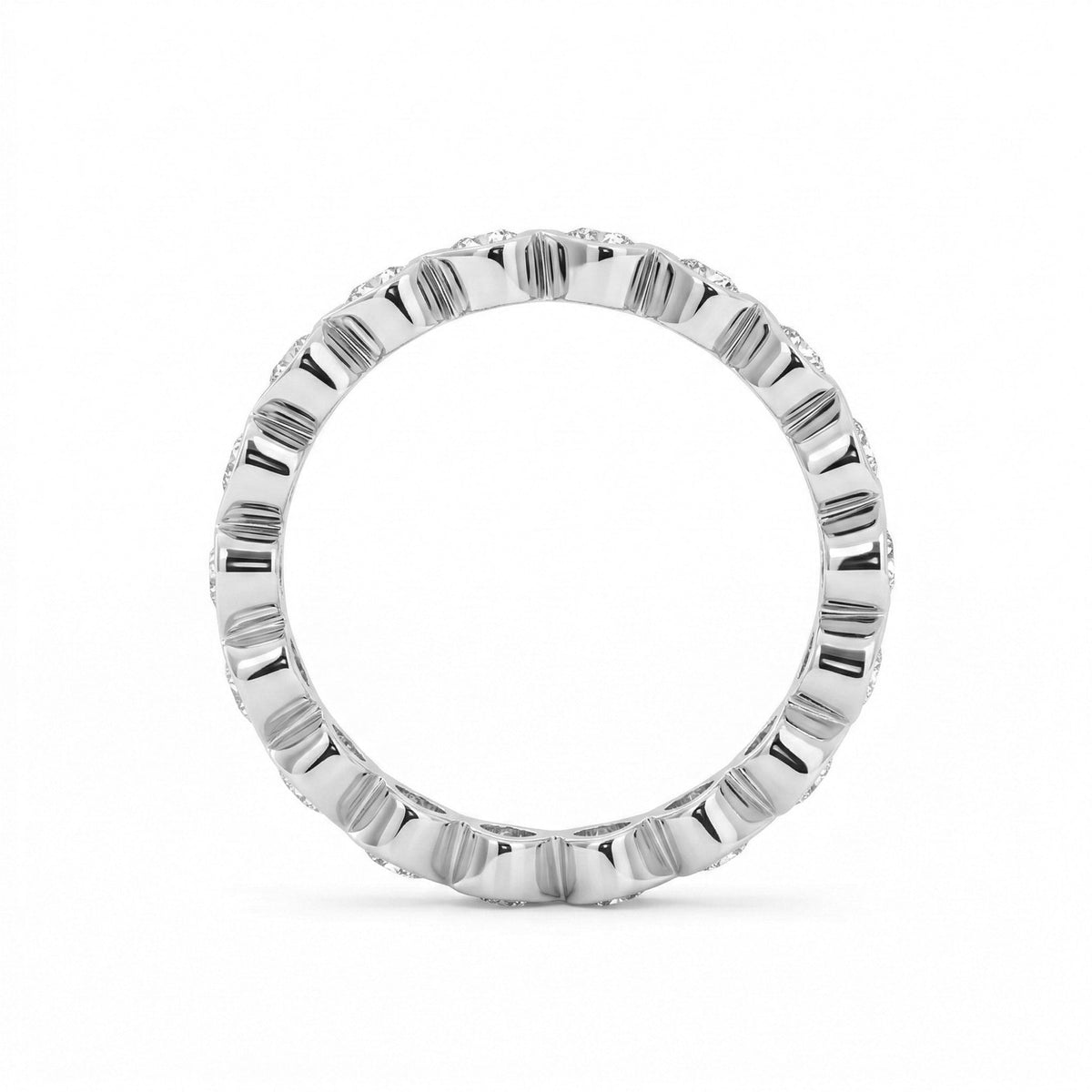 Heart-Shaped Lab Diamond East-West Bezel Eternity Ring - FIORESE JEWELRY
